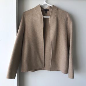eileen fisher open front camel wool jacket